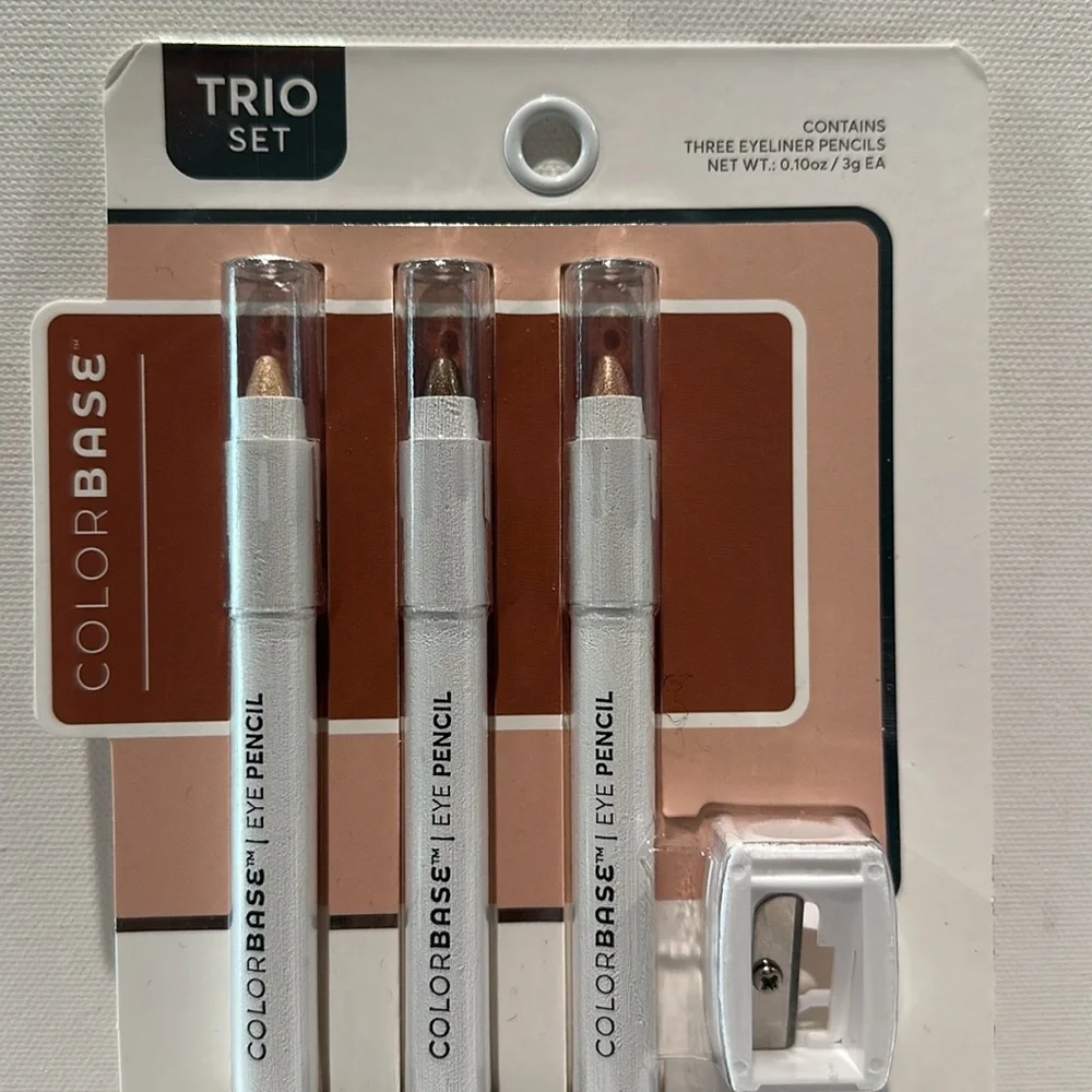 ColorBase Three Mettalic Eyeliner Pencils in Nude, Smoke & Bronze W/Sharpener.